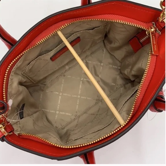 Michael Kors Avril Small Leather Top-Zip Satchel Color Flame - Picture 15 of 16